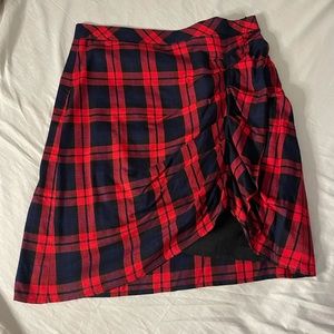 Blue and red plaid skirt